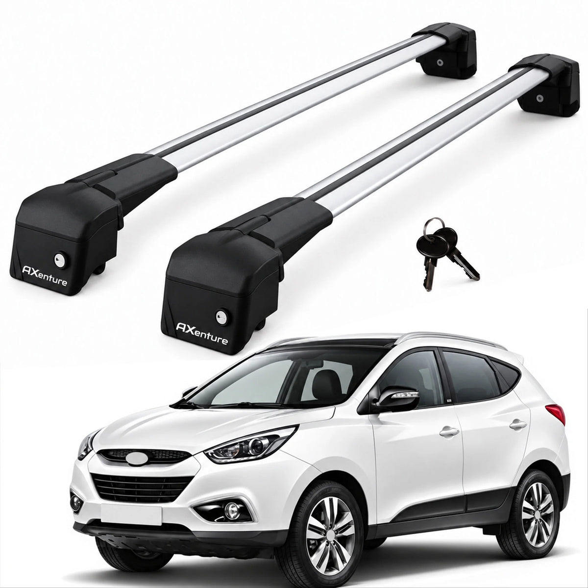 Car Roof Bars for Hyundai IX35 SUV 2010-2015 Lockable Roof Rack Grey 2 Pcs