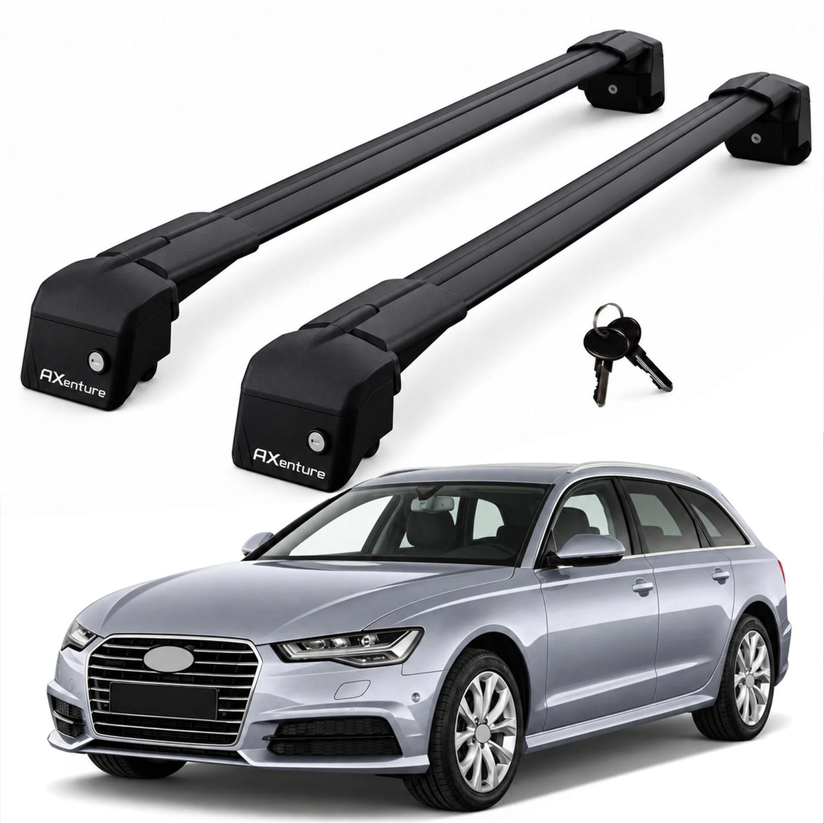 Car Roof Bars for Audi A6 Avant C7 2011-2018 Lockable Roof Rack Black 2 Pcs