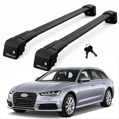 Car Roof Bars for Audi A6 Avant C7 2011-2018 Lockable Roof Rack Black 2 Pcs