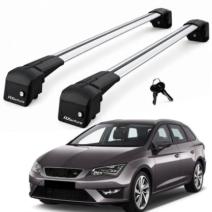 Car Roof Bars for Seat Leon ST Estate 2013-2020 Lockable Roof Rack Grey 2 Pcs