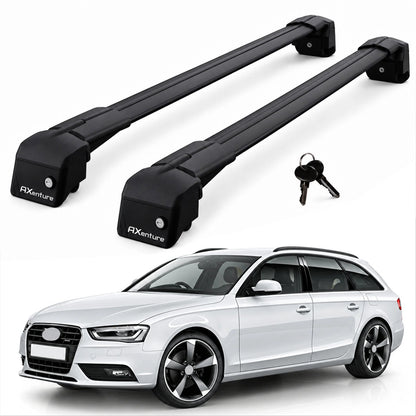 Car Roof Bars for Audi A4 Avant B8 2008-2015 Lockable Roof Rack Black 2 Pcs