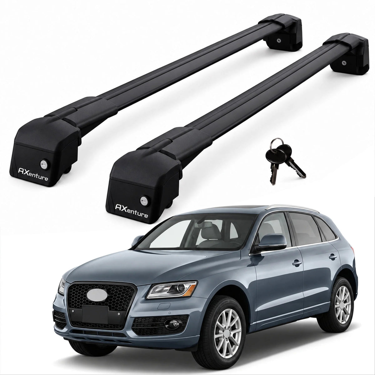 Car Roof Bars for Audi Q5 MK1 8R 2009-2017 Lockable Roof Rack Black 2 Pcs