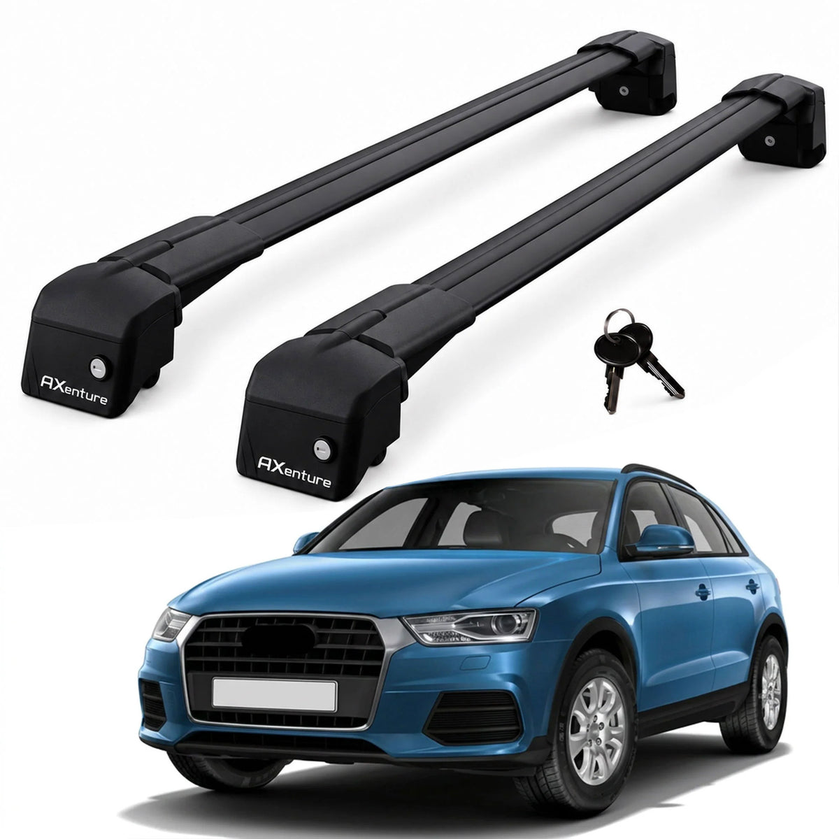 Car Roof Bars for Audi Q3 MK1 8U 2012-2018 Lockable Roof Rack Black 2 Pcs