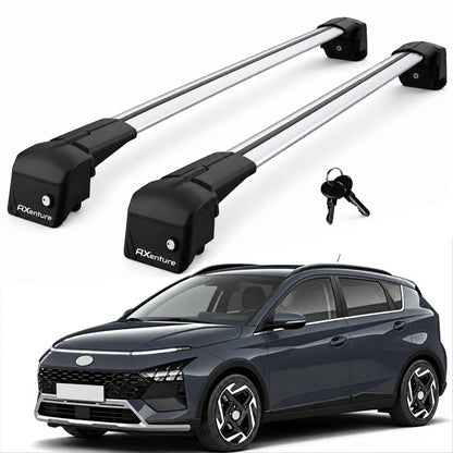 Car Roof Bars for Hyundai Bayon 2021-2026 Lockable Roof Rack Grey 2 Pcs