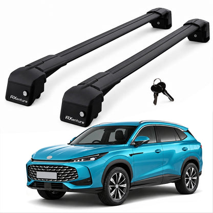 Car Roof Bars for MG HS MK2 2024-2026 Lockable Roof Rack Cross Bars Black 2 Pcs