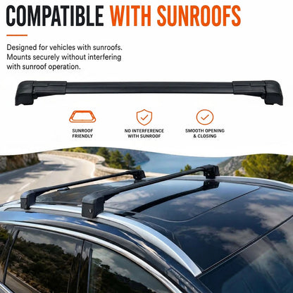 Car Roof Bars for Volkswagen Touareg 2019-2026 Lockable Roof Rack Cross Bars Black 2 Pcs