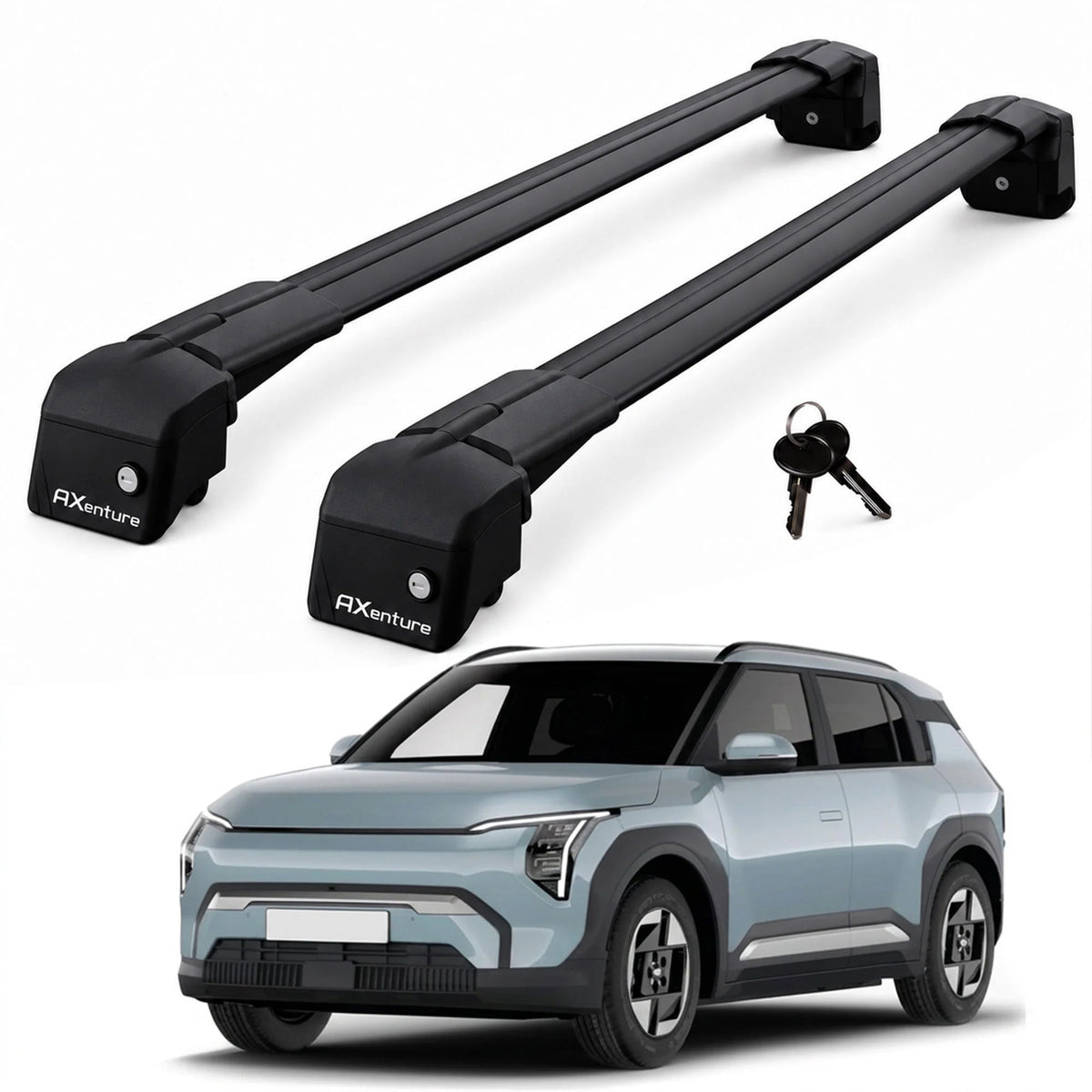 Car Roof Bars for Kia EV3 2024+ Lockable Roof Rack Cross Bars Black 2 Pcs