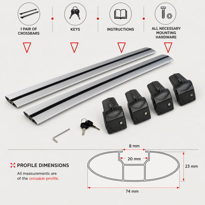 Car Roof Bars for Chery Tiggo 8 SUV 2025+ Lockable Roof Rack Grey 2 Pcs