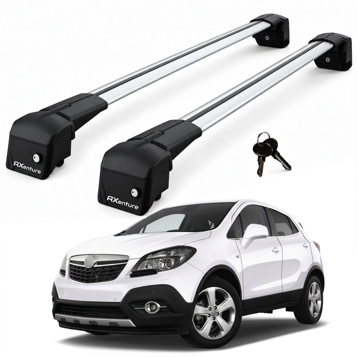 Car Roof Bars for Vauxhall Mokka J13 2012-2017 Lockable Roof Rack Grey 2 Pcs
