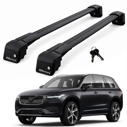 Car Roof Bars for Volvo XC90 SUV 2016-2025 Lockable Roof Rack Black 2 Pcs