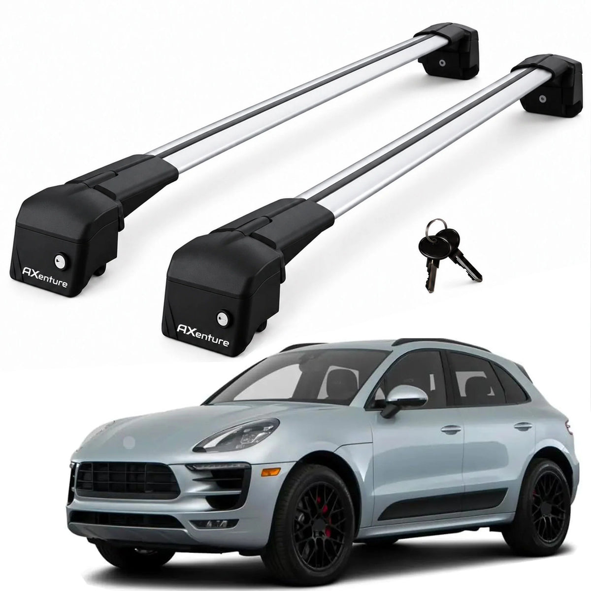 Car Roof Bars for Porsche Macan 2014-2023 Lockable Roof Rack Grey 2 Pcs