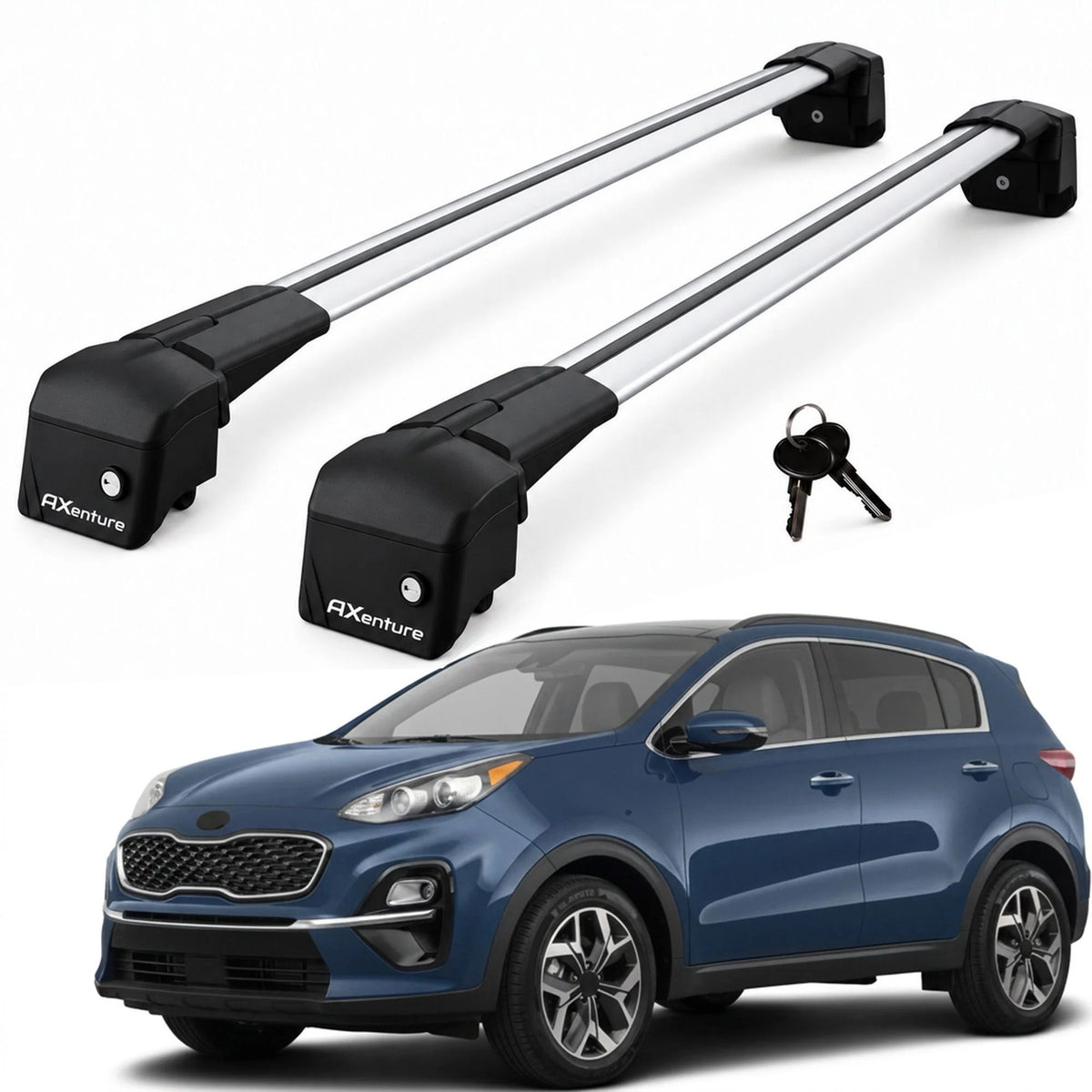 Car Roof Bars for Kia Sportage QL 2016-2021 Lockable Roof Rack Grey 2 Pcs