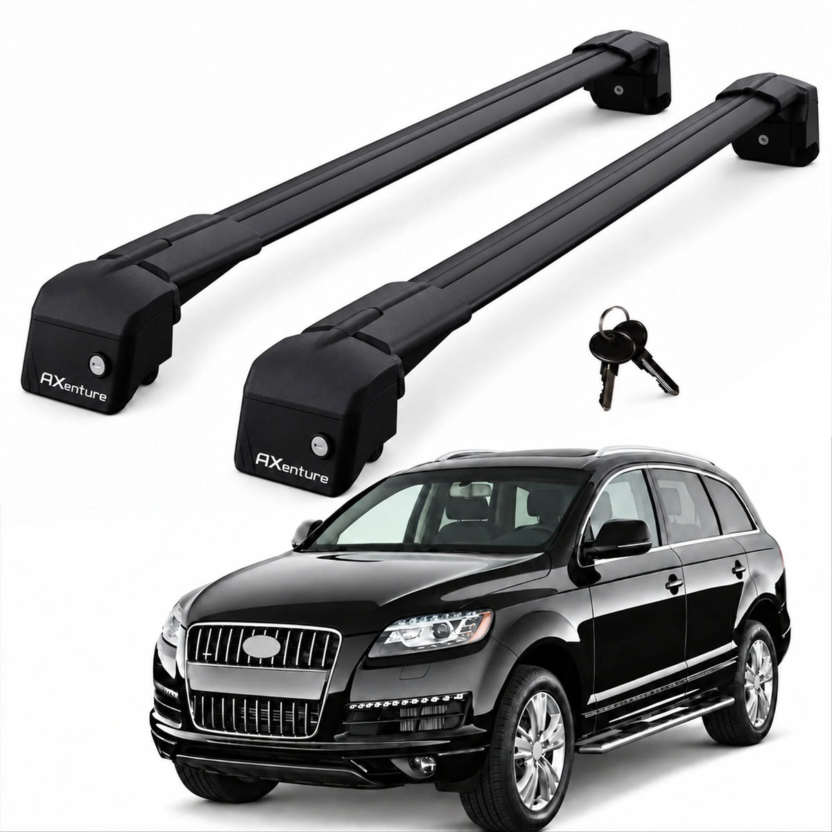 Car Roof Bars for Audi Q7 MK1 4L 2006-2015 Lockable Roof Rack Black 2 Pcs