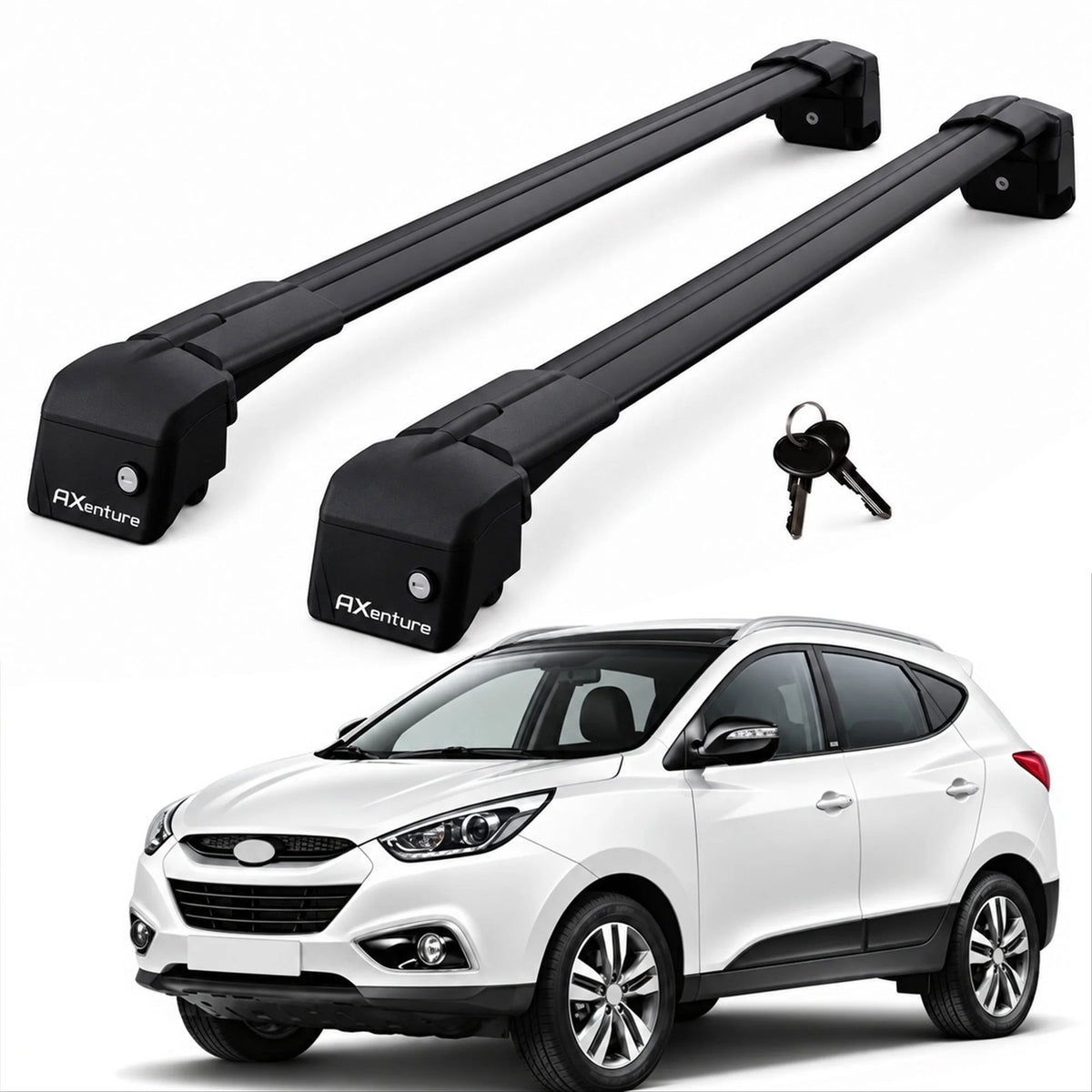 Car Roof Bars for Hyundai IX35 SUV 2010-2015 Lockable Roof Rack Black 2 Pcs