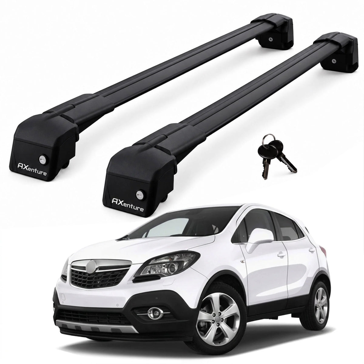 Car Roof Bars for Vauxhall Mokka J13 2012-2017 Lockable Roof Rack Black 2 Pcs