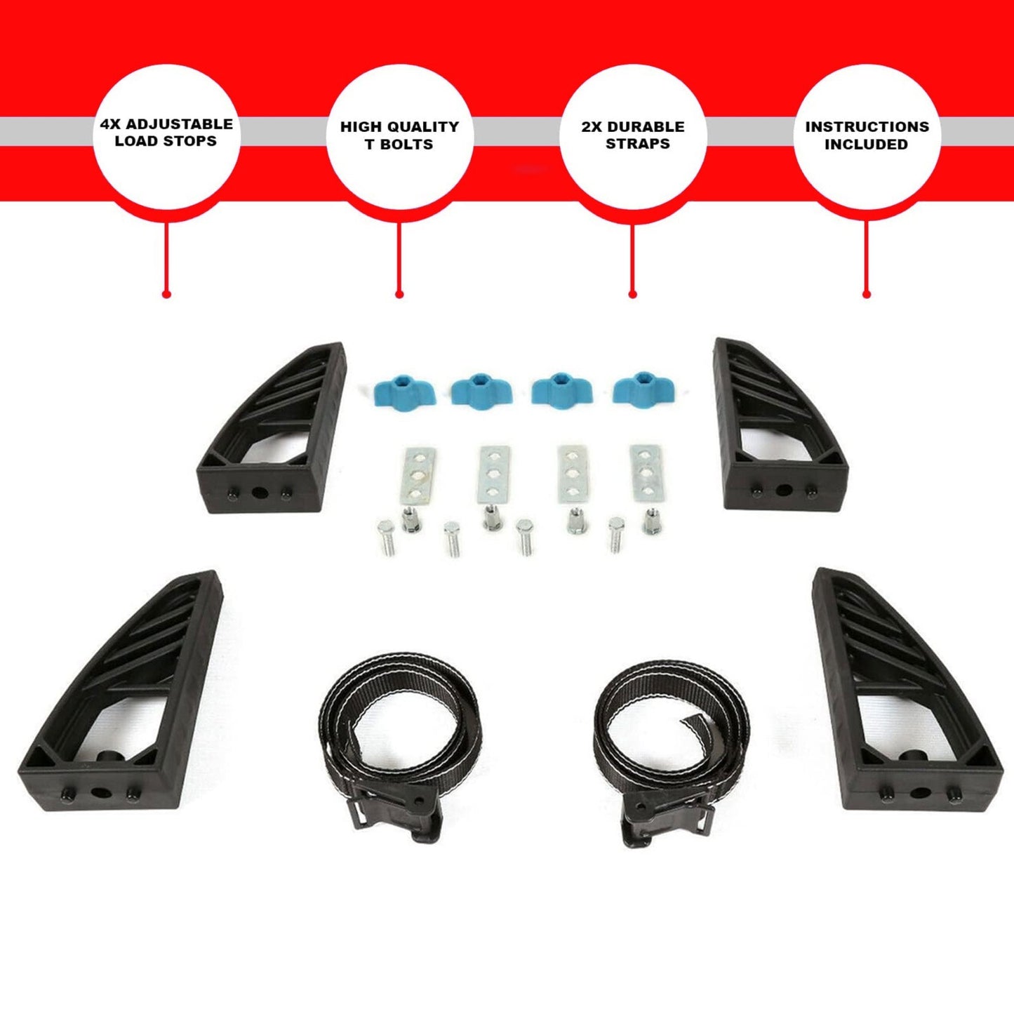 Adjustable Ladder Rack Load Stops Mounts 4 Pack for T-Track Cross Bars