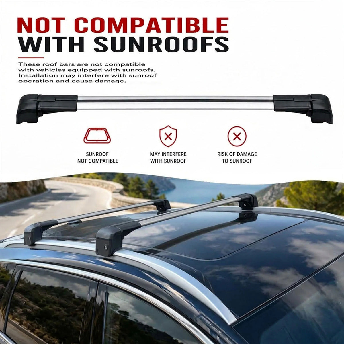 Car Roof Bars for Kia Sportage SL 2010-2015 Lockable Roof Rack Grey 2 Pcs
