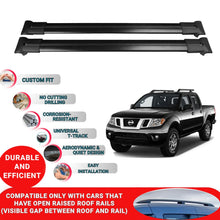 Roof Racks Cross Bars For Nissan Navara 2016-2023 2 Pcs Black