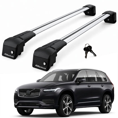 Car Roof Bars for Volvo XC90 SUV 2016-2025 Lockable Roof Rack Grey 2 Pcs