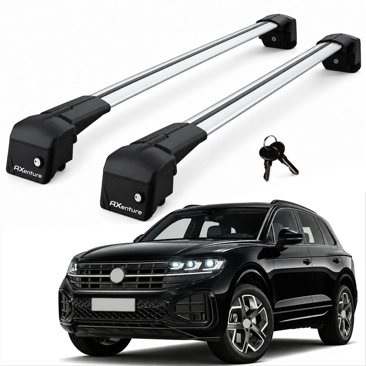Car Roof Bars for Volkswagen Touareg 2019-2026 Lockable Roof Rack Cross Bars Grey 2 Pcs