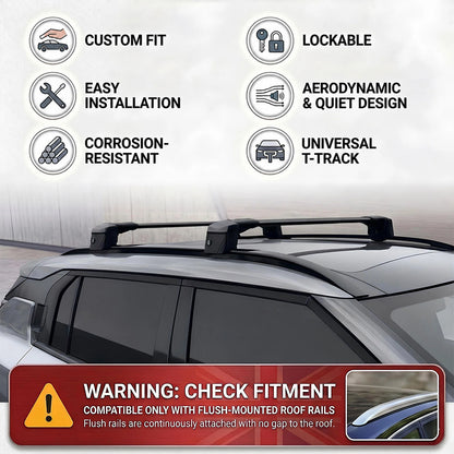Car Roof Bars for Audi A6 Avant C8 2019-2025 Lockable Roof Rack Black 2 Pcs