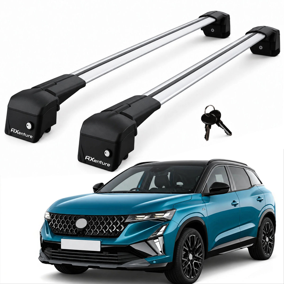 Car Roof Bars for Renault Austral 2023-2026 Lockable Roof Rack Grey 2 Pcs