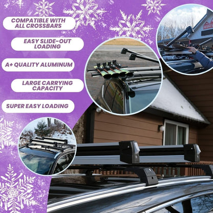 Premium Sliding Ski & Snowboard Roof Rack 90cm Universal 4 Skis/2 Boards Grey