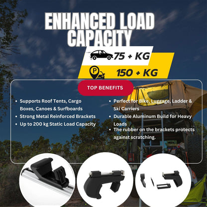 Roof Rack Cross Bars for Toyota Land Cruiser 2021-2024 Rail Carrier for Roof Tents 2 Pcs Grey