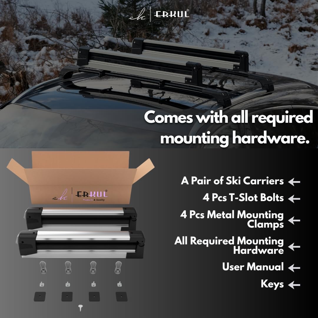 Premium Sliding Ski & Snowboard Roof Rack 75cm Universal 4 Skis/2 Boards Black