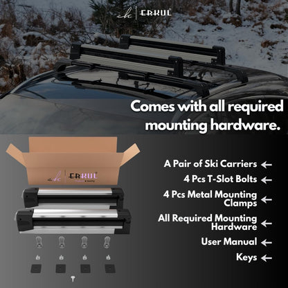 Premium Sliding Ski & Snowboard Roof Rack 75cm Universal 4 Skis/2 Boards Grey