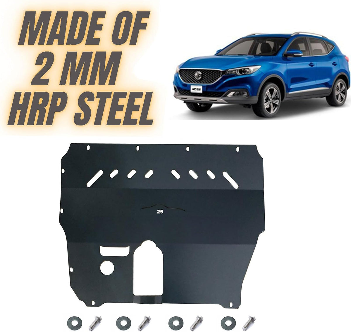 MG ZS 2018-2024 steel skid plate undertray fitted under the engine