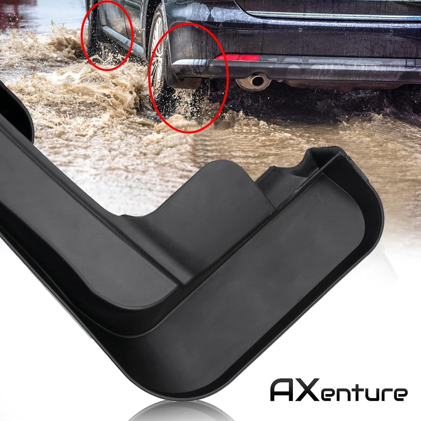 Splash guard protecting paintwork from road debris