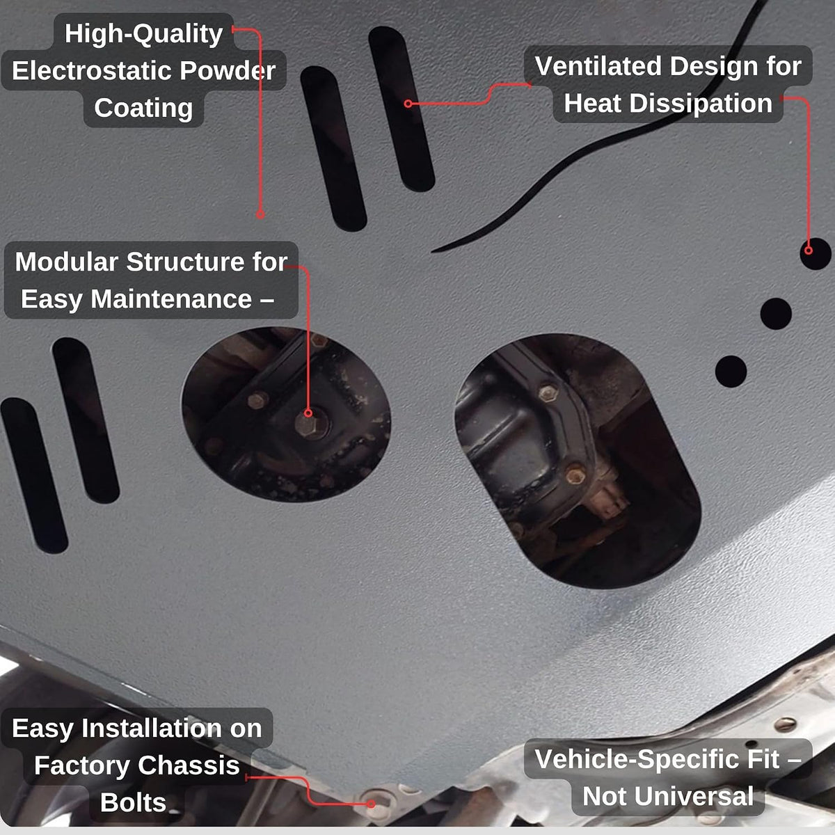 Powder coated steel undertray engine splash guard for MG ZS