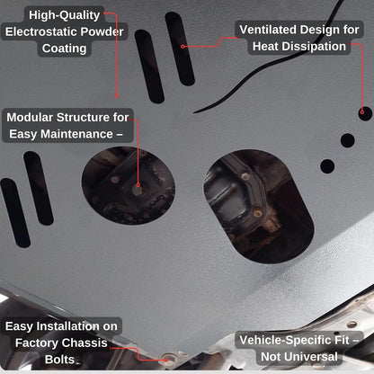 Powder coated steel undertray engine splash guard for MG ZS