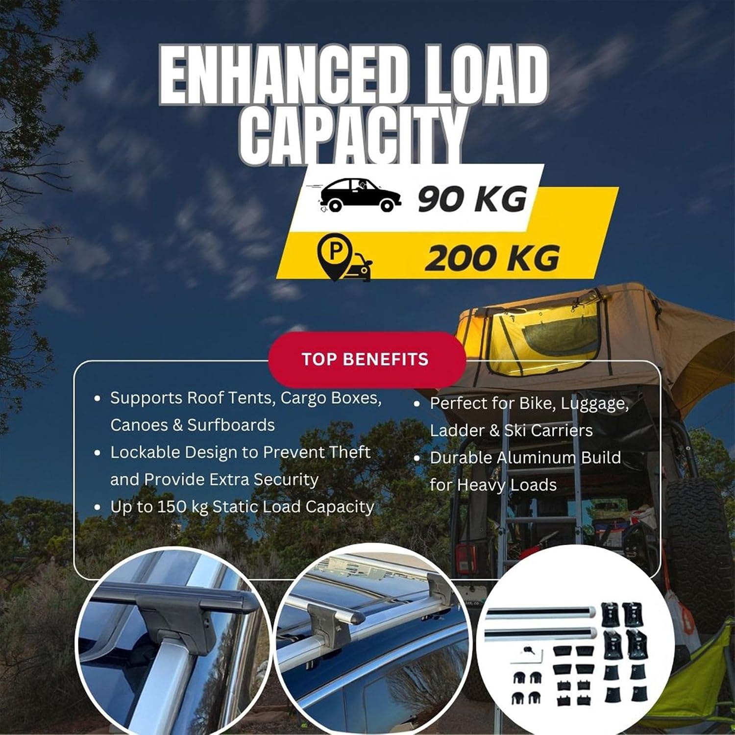 Roof bars carrying cargo