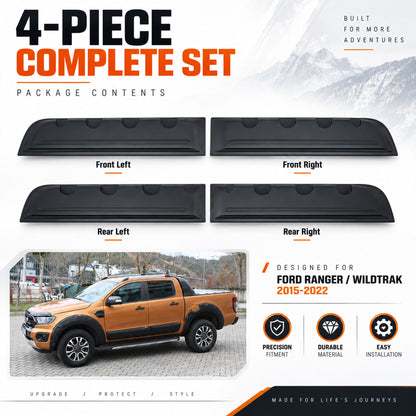 Side Door Cladding for Ford Ranger 2015-2022 4pc Black ABS Body Mouldings