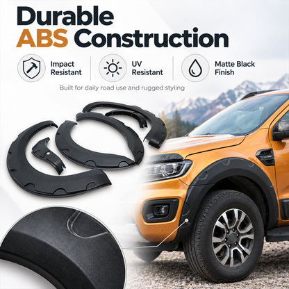 Wheel Arch Trims for Ford Ranger Wildtrak 2015-2022 6pc Black ABS Kit
