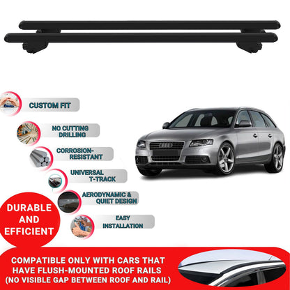 Roof Bars For Audi A4 Avant (B8) 2007-2015 Roof Rack Cross Bars 2 Pcs Black