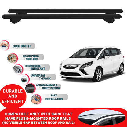 Roof Bars For Opel Zafira Tourer C 2011-2019 Roof Rack Cross Bars 2 Pcs Black