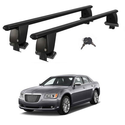 Roof Bars For Cars Without Rails For Chrysler 300 Seriess 2005+ Lockable Black 2 Pcs