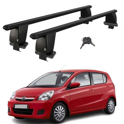 Roof Bars For Cars Without Rails For Daihatsu Cuore 2007-2011 Lockable Black 2 Pcs
