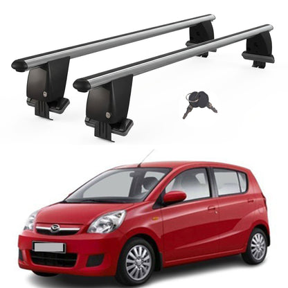 Roof Bars For Cars Without Rails For Daihatsu Cuore 2007-2011 Lockable Grey 2 Pcs