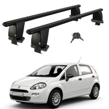 Roof Bars For Cars Without Rails For Fiat G.Punto 199 HB 2005-2012 Lockable Black 2 Pcs