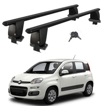 Roof Bars For Cars Without Rails For Fiat Panda III 319 HB 2012+ Lockable Black 2 Pcs