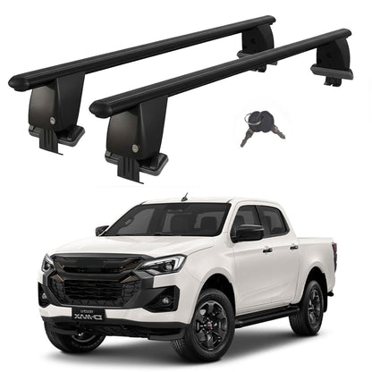 Roof Bars For Cars Without Rails For Isuzu D-Max 2019+ Lockable Black 2 Pcs