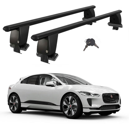 Roof Bars For Cars Without Rails For Jaguar I-Pace 2018+ Lockable Black 2 Pcs