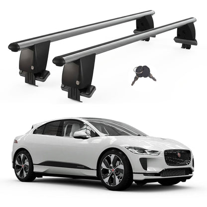 Roof Bars For Cars Without Rails For Jaguar I-Pace 2018+ Lockable Grey 2 Pcs