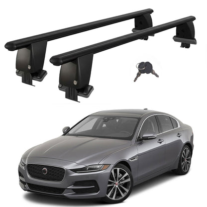 Roof Bars For Cars Without Rails For Jaguar Xe 2015+ Lockable Black 2 Pcs