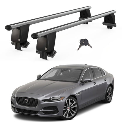Roof Bars For Cars Without Rails For Jaguar Xe 2015+ Lockable Grey 2 Pcs