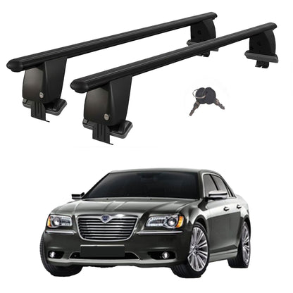 Roof Bars For Cars Without Rails For Lancia Thema 2011-2014 Lockable Black 2 Pcs